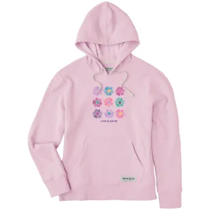 Women's Grid of Painted Daisies Simply True Fleece Hoodie LIFE IS GOOD