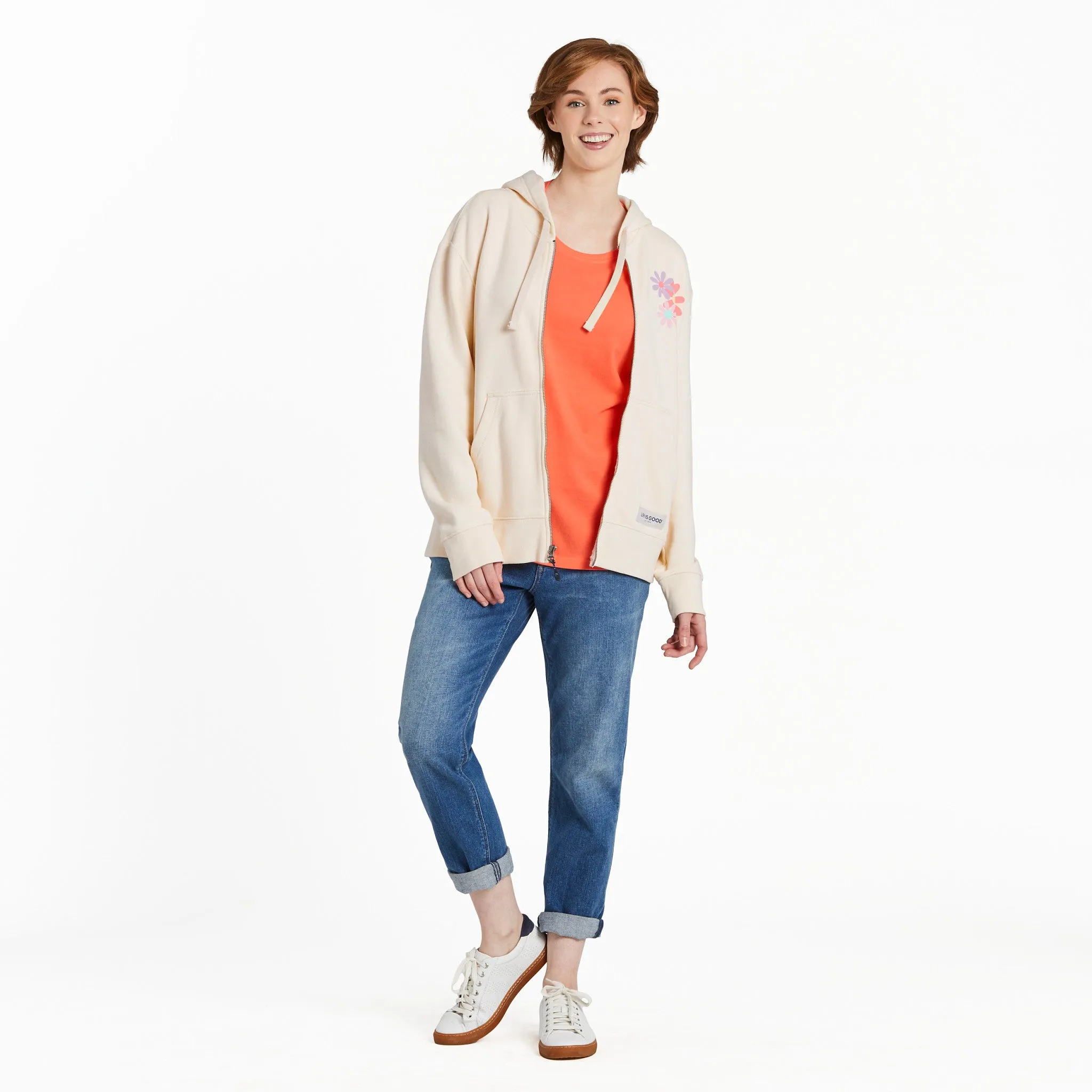 Women's Have a Nice Daisy Squares Simply True Fleece Zip Hoodie LIFE IS GOOD