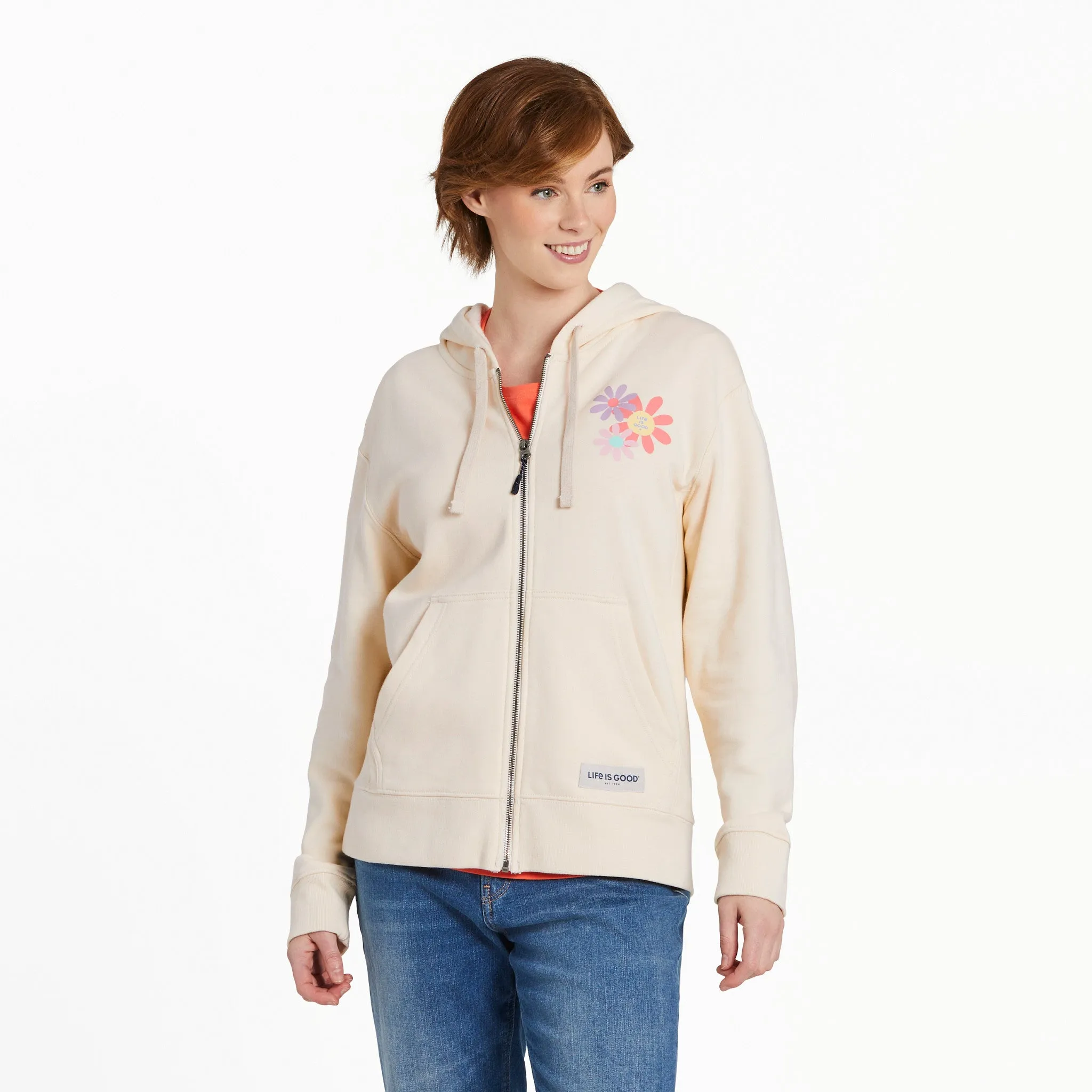 Women's Have a Nice Daisy Squares Simply True Fleece Zip Hoodie LIFE IS GOOD