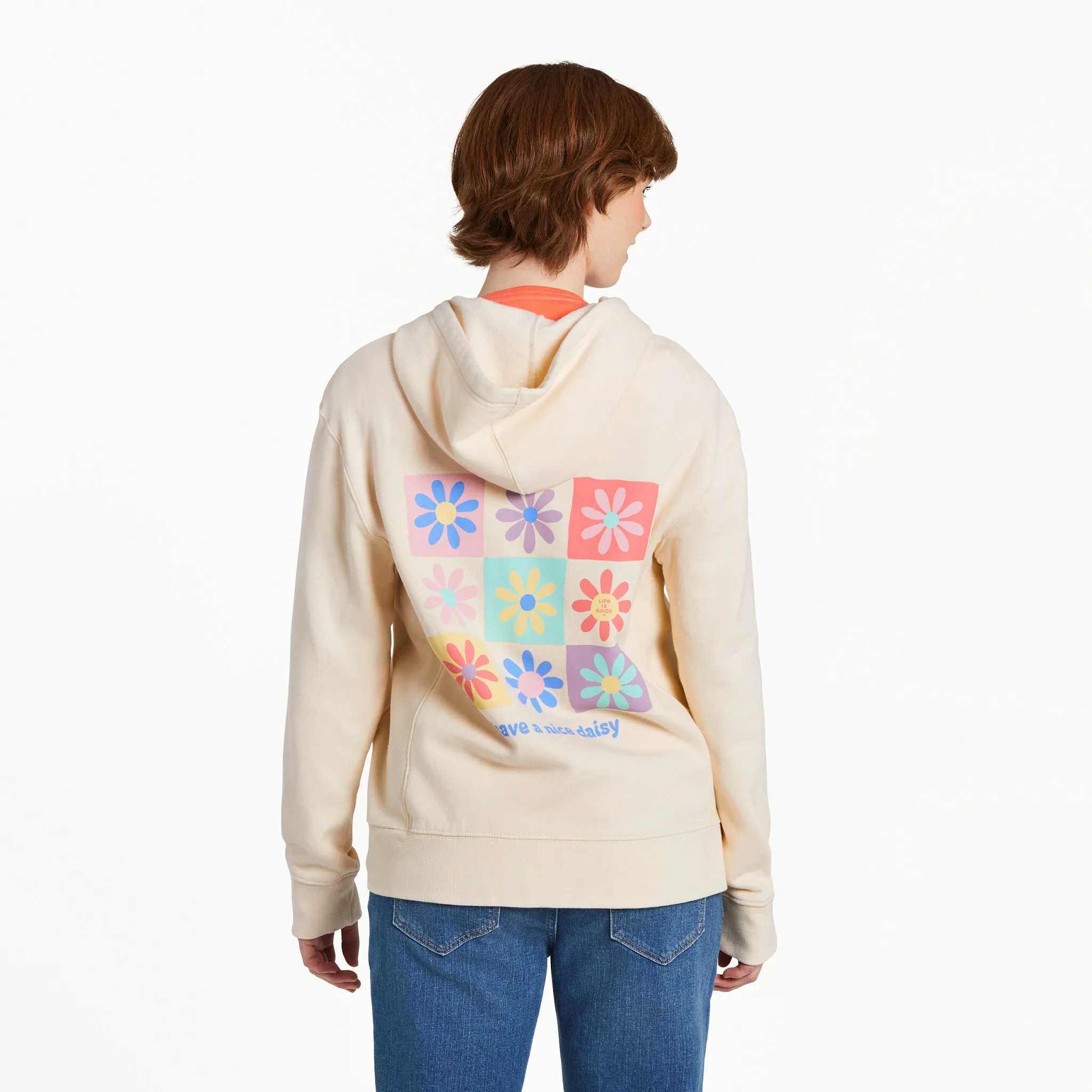 Women's Have a Nice Daisy Squares Simply True Fleece Zip Hoodie LIFE IS GOOD