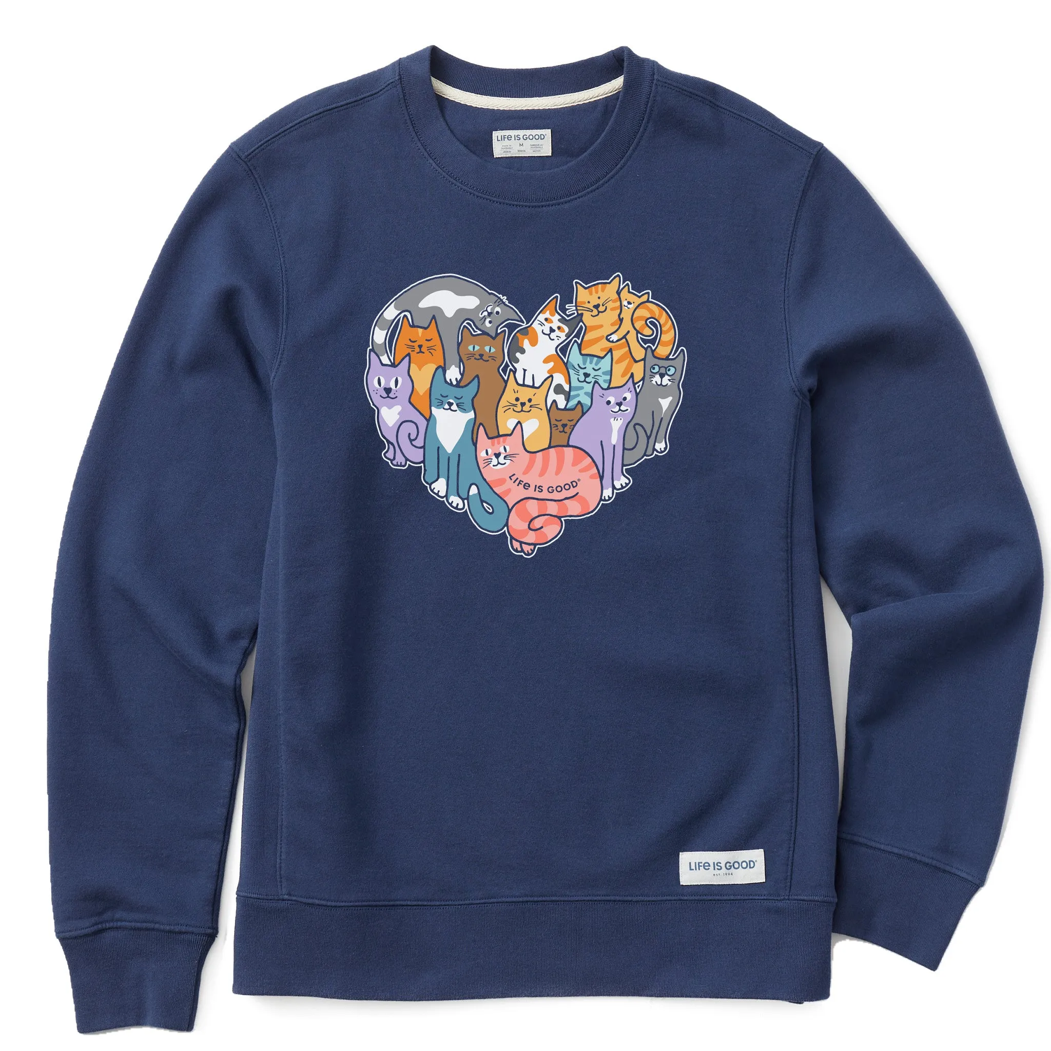 Women's Heart of Cats Simply True Fleece Crew LIFE IS GOOD