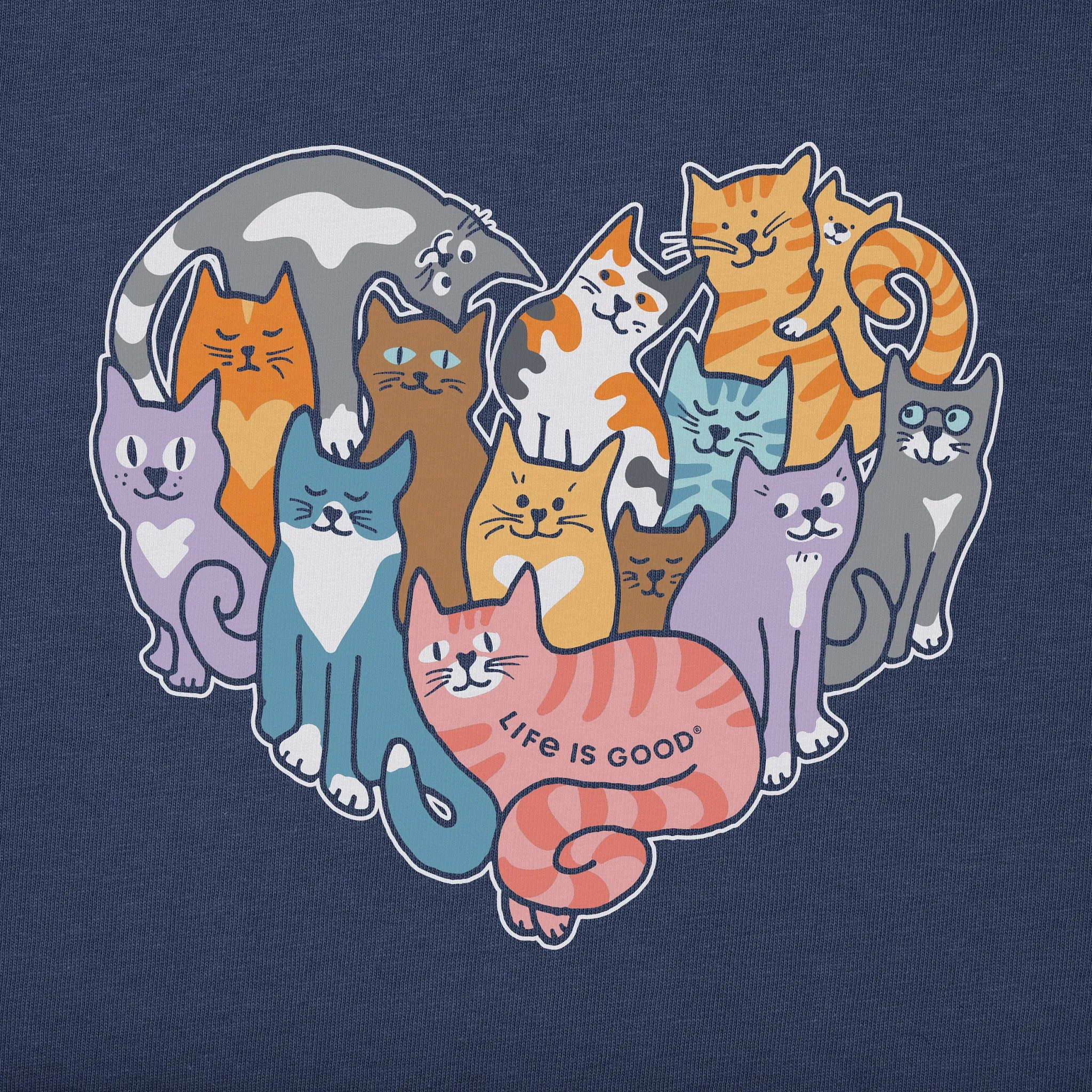 Women's Heart of Cats Simply True Fleece Crew LIFE IS GOOD