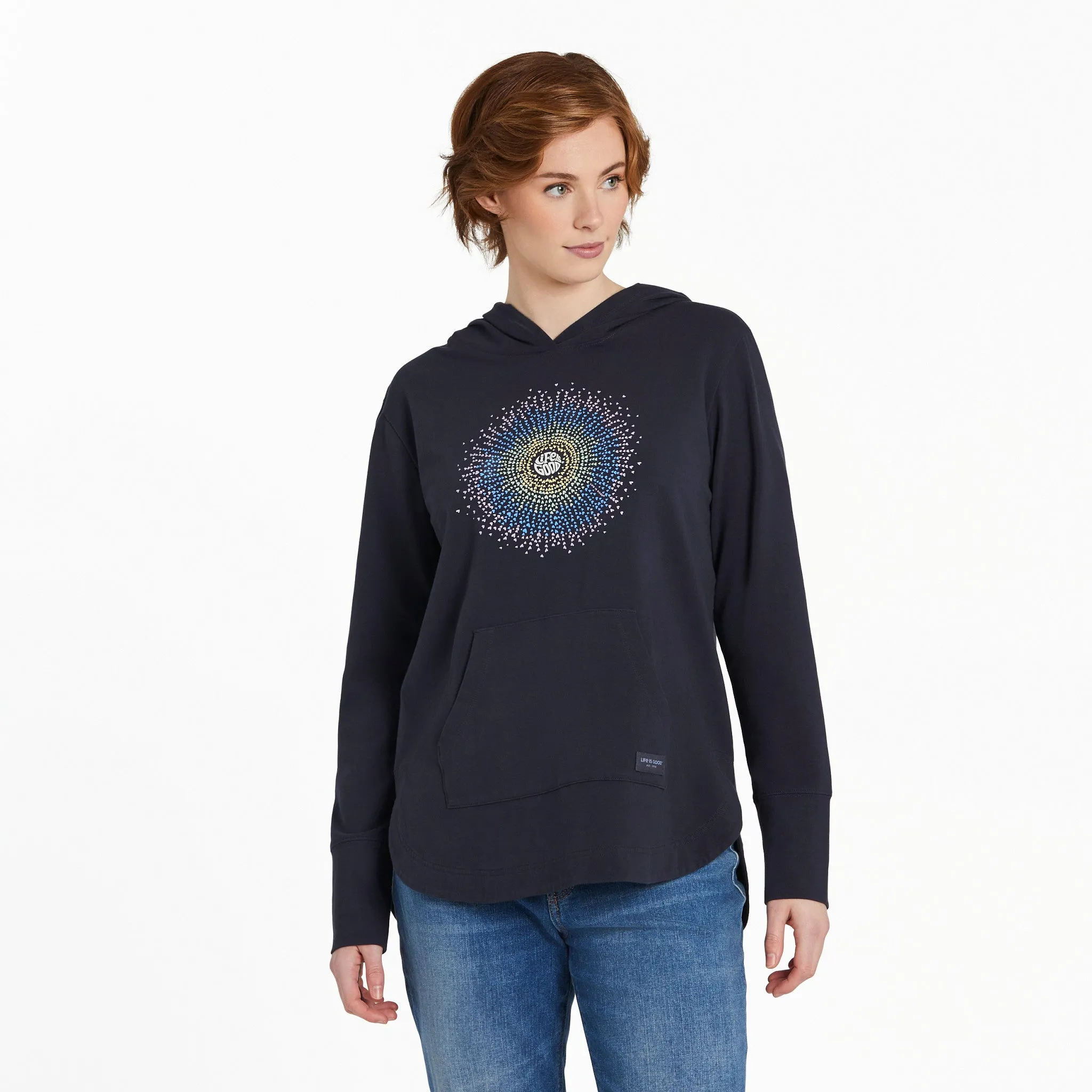 Women's Heart Rays Crusher-FLEX Hoodie Tunic LIFE IS GOOD