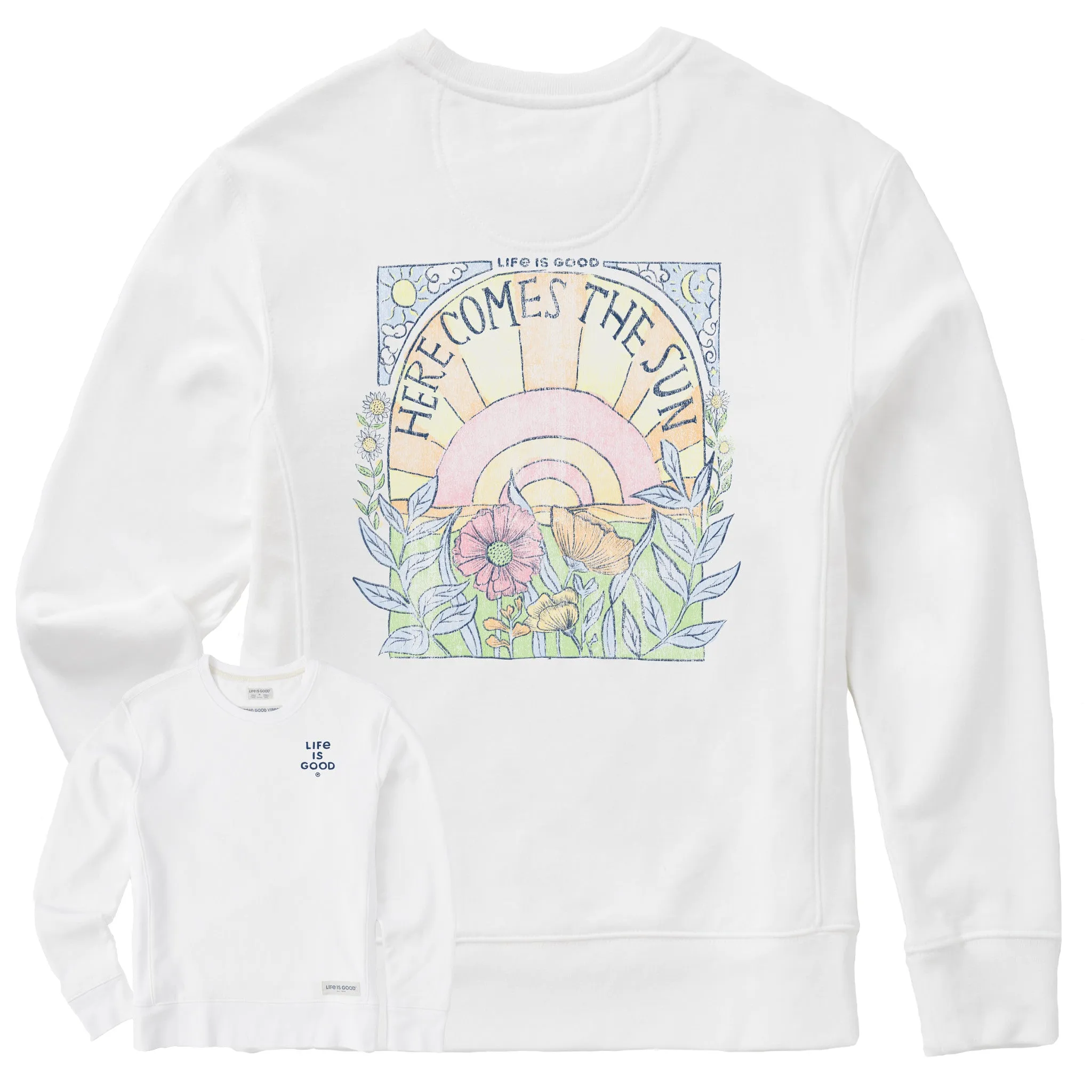 Women's Here Comes The Sun Hippie Simply True Crew LIFE IS GOOD