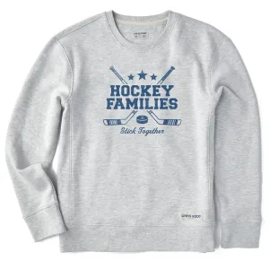 Women's Hockey Families Simply True Fleece Crew LIFE IS GOOD