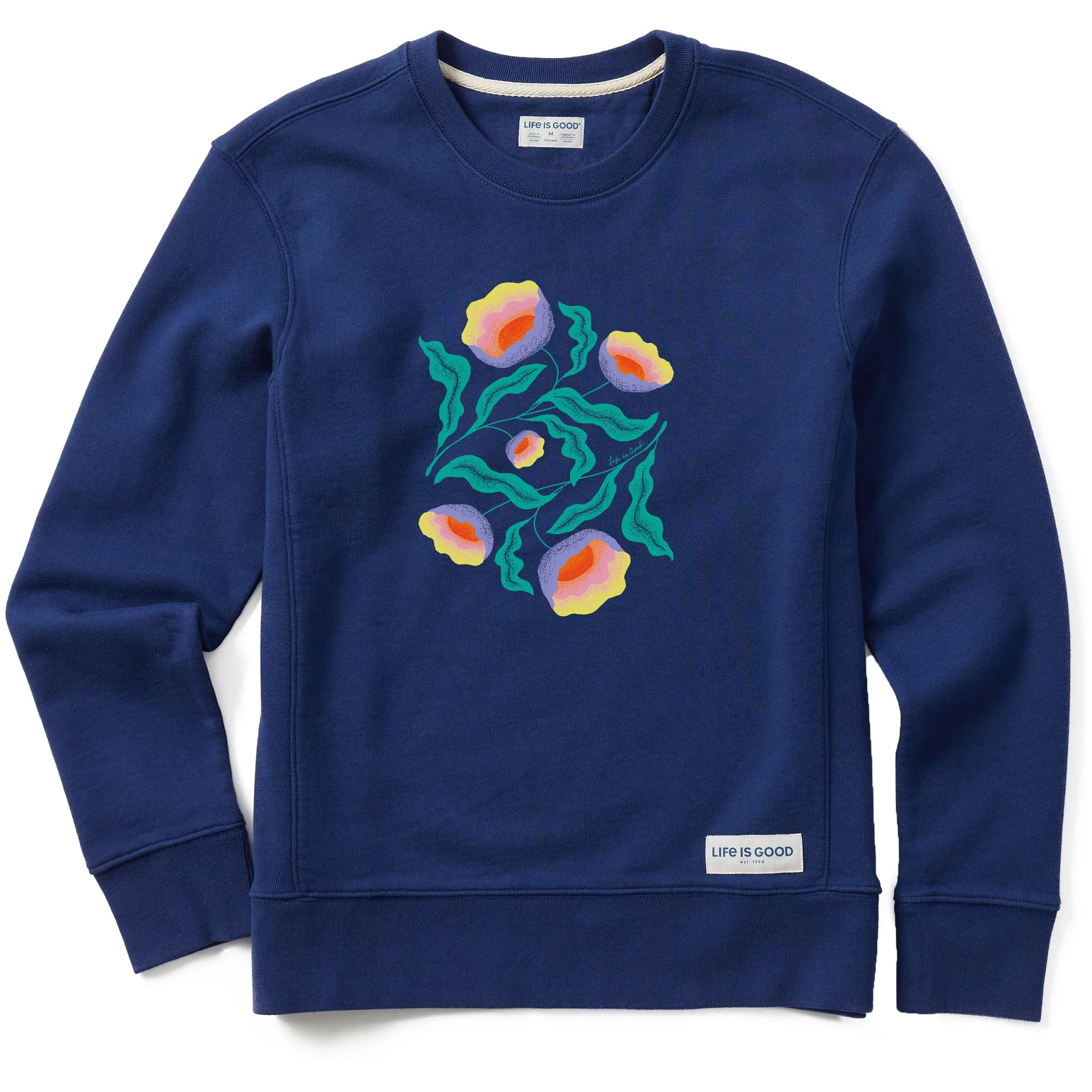 Women's Illuminated Wildflowers Simply True Fleece Crew LIFE IS GOOD