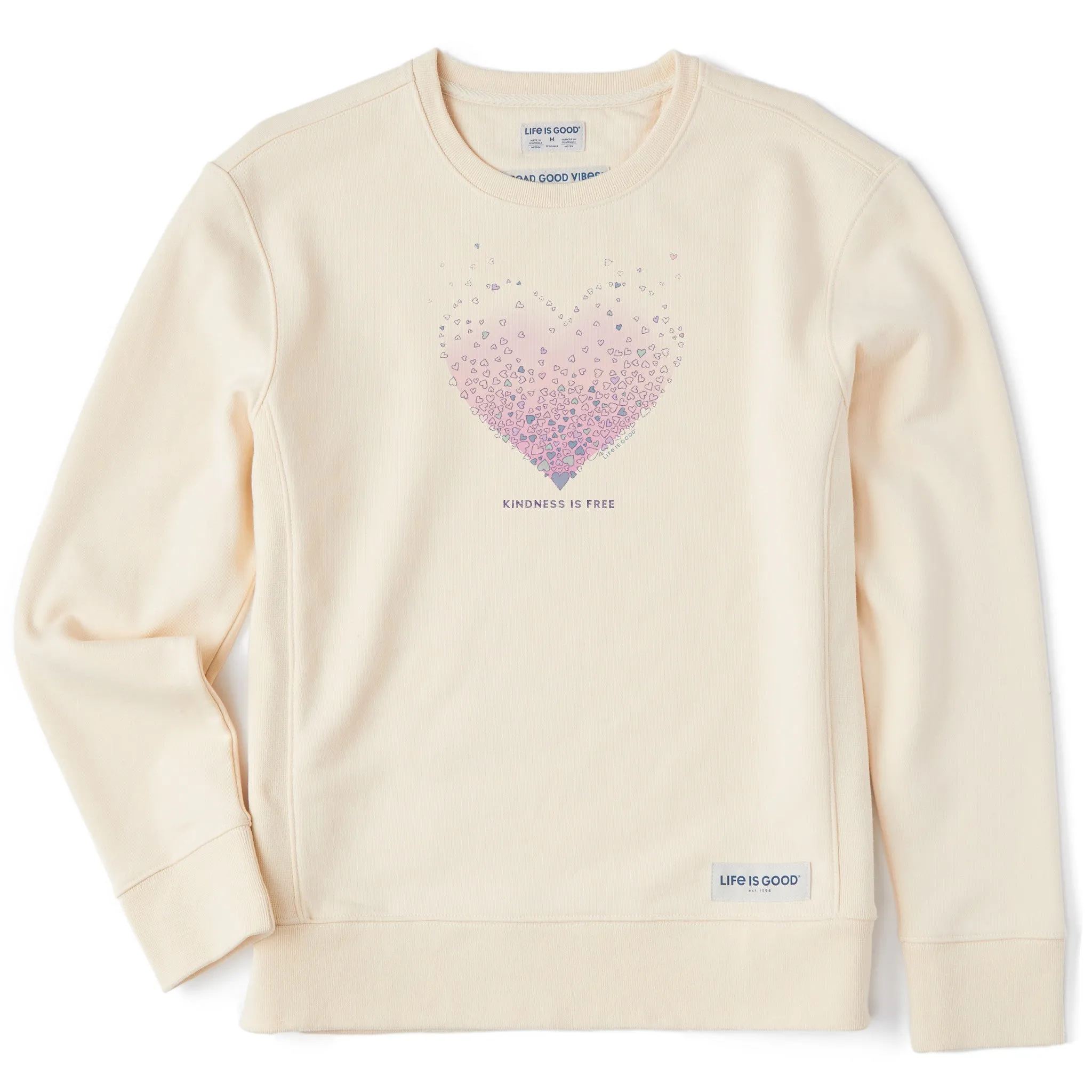 Women's Kindness is Free Evaporating Heart Simply True Crew LIFE IS GOOD
