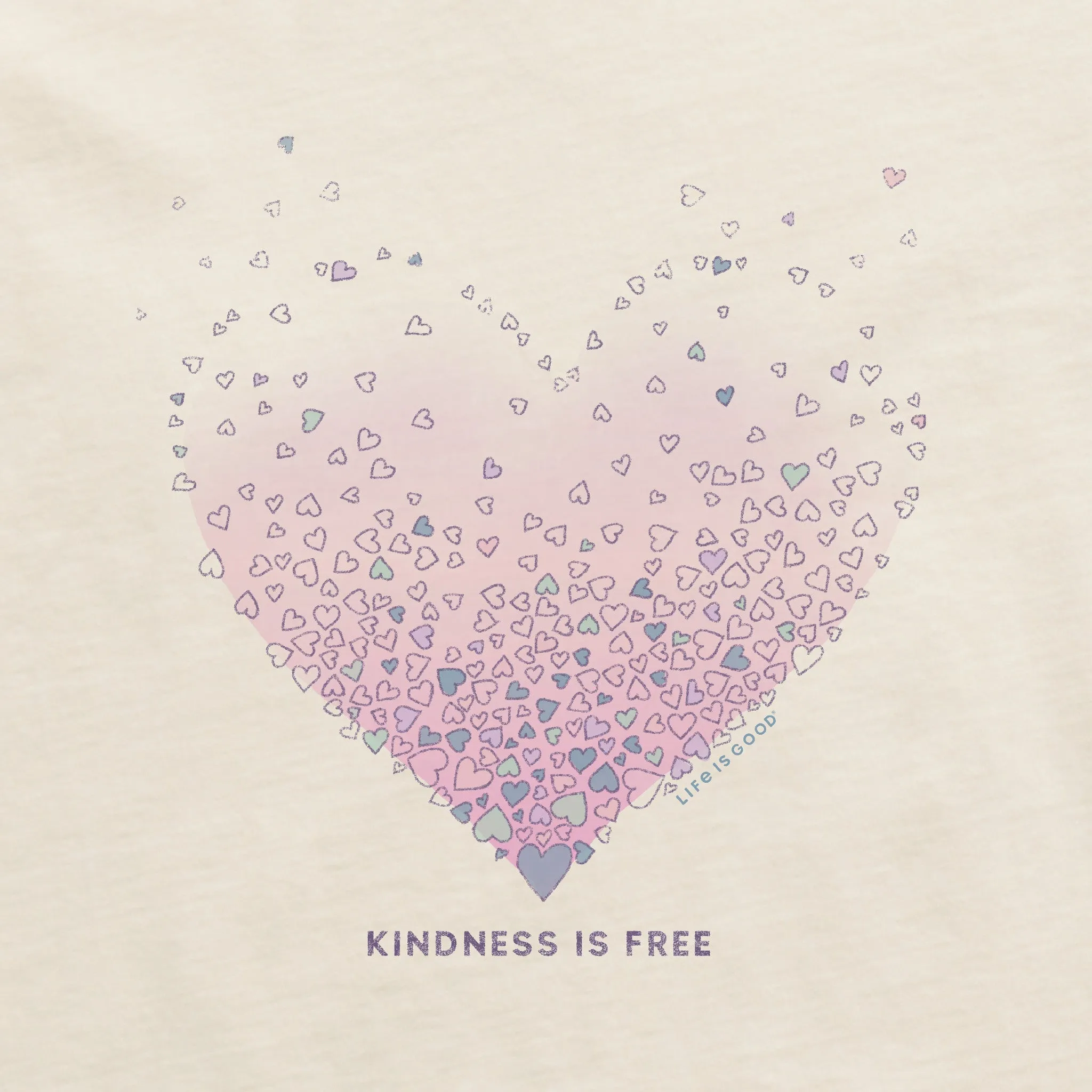 Women's Kindness is Free Evaporating Heart Simply True Crew LIFE IS GOOD