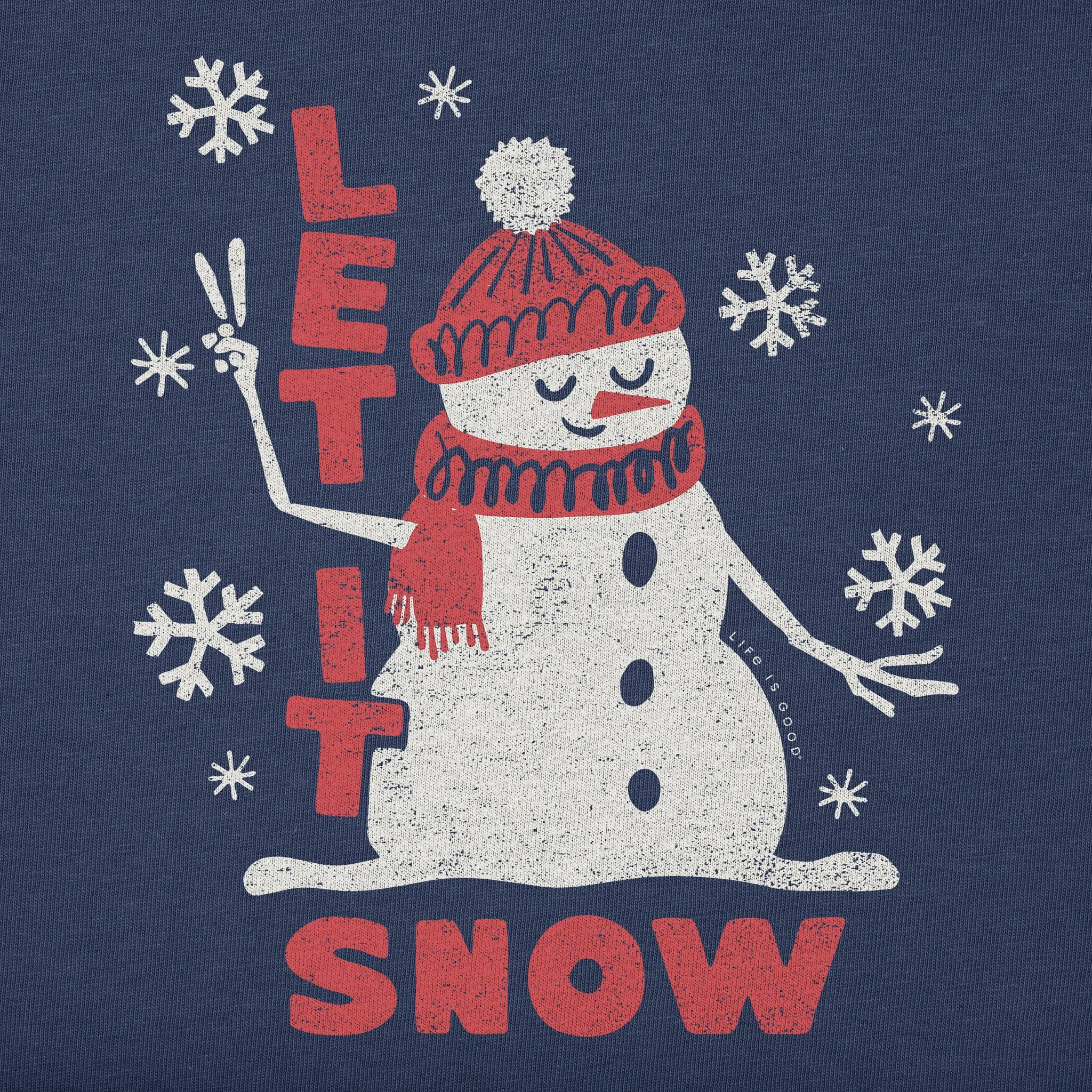 Women's Let it Snow Snowman Simply True Crew LIFE IS GOOD