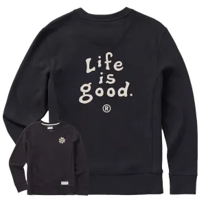Women's LIG Vintage Wordmark Stacked Simply True Fleece Crew LIFE IS GOOD