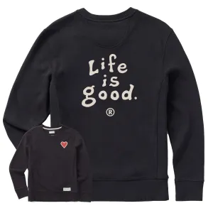 Women's LIG Vintage Wordmark Stacked Simply True Fleece Crew LIFE IS GOOD
