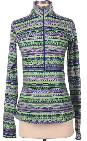 Women's Nike Pro Lime & Purple Print Half Zip Pullover Size M. MSP$85