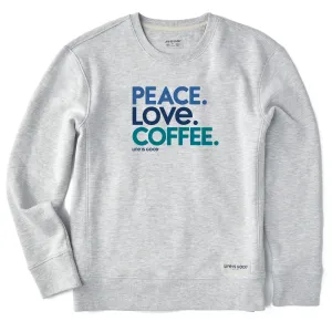 Women's Peace Love Coffee Simply True Crew LIFE IS GOOD