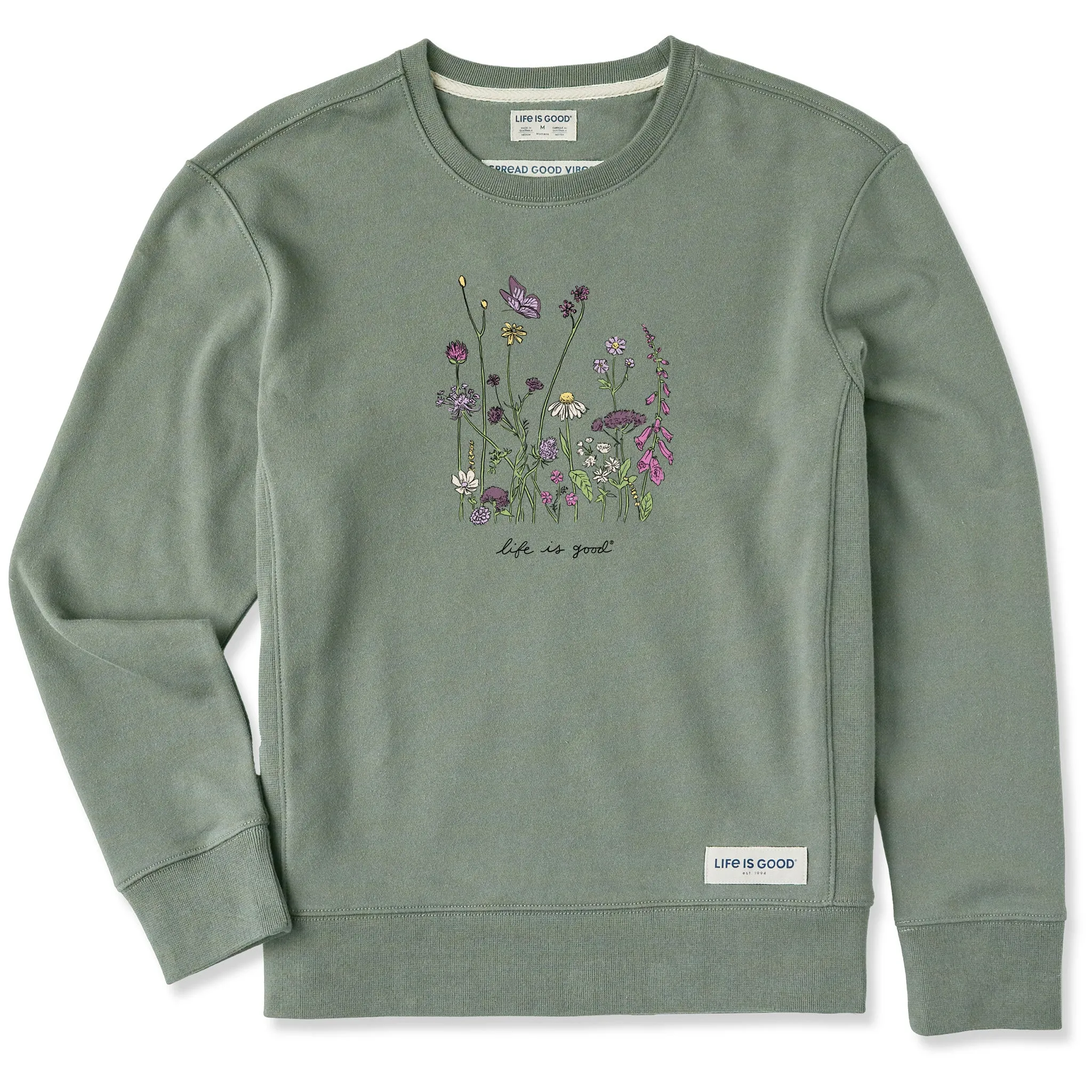 Women's Realaxed Wildflowers Simply True Fleece Crew LIFE IS GOOD