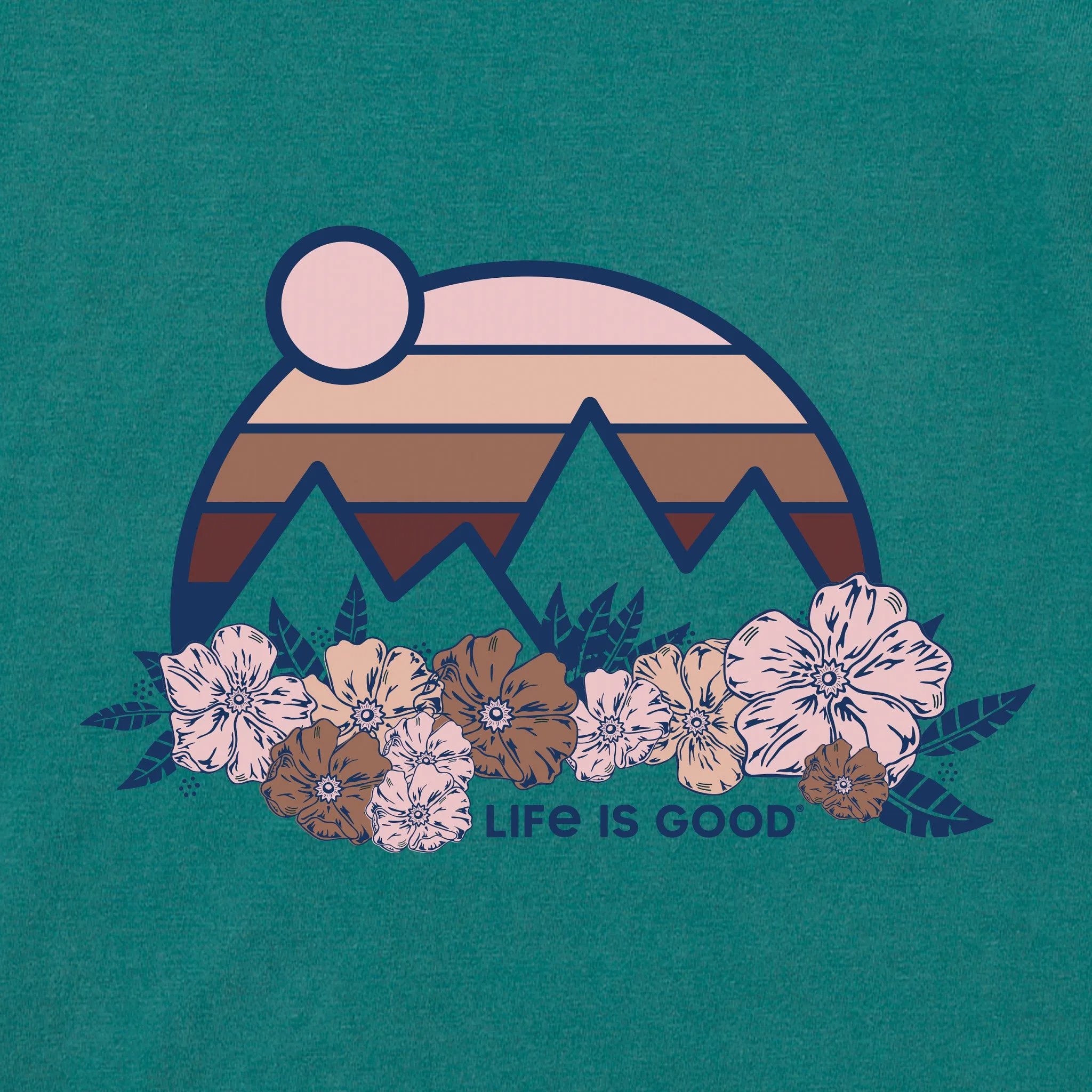 Women's Retro Mountains Floral Crusher-FLEX Hoodie Tunic LIFE IS GOOD