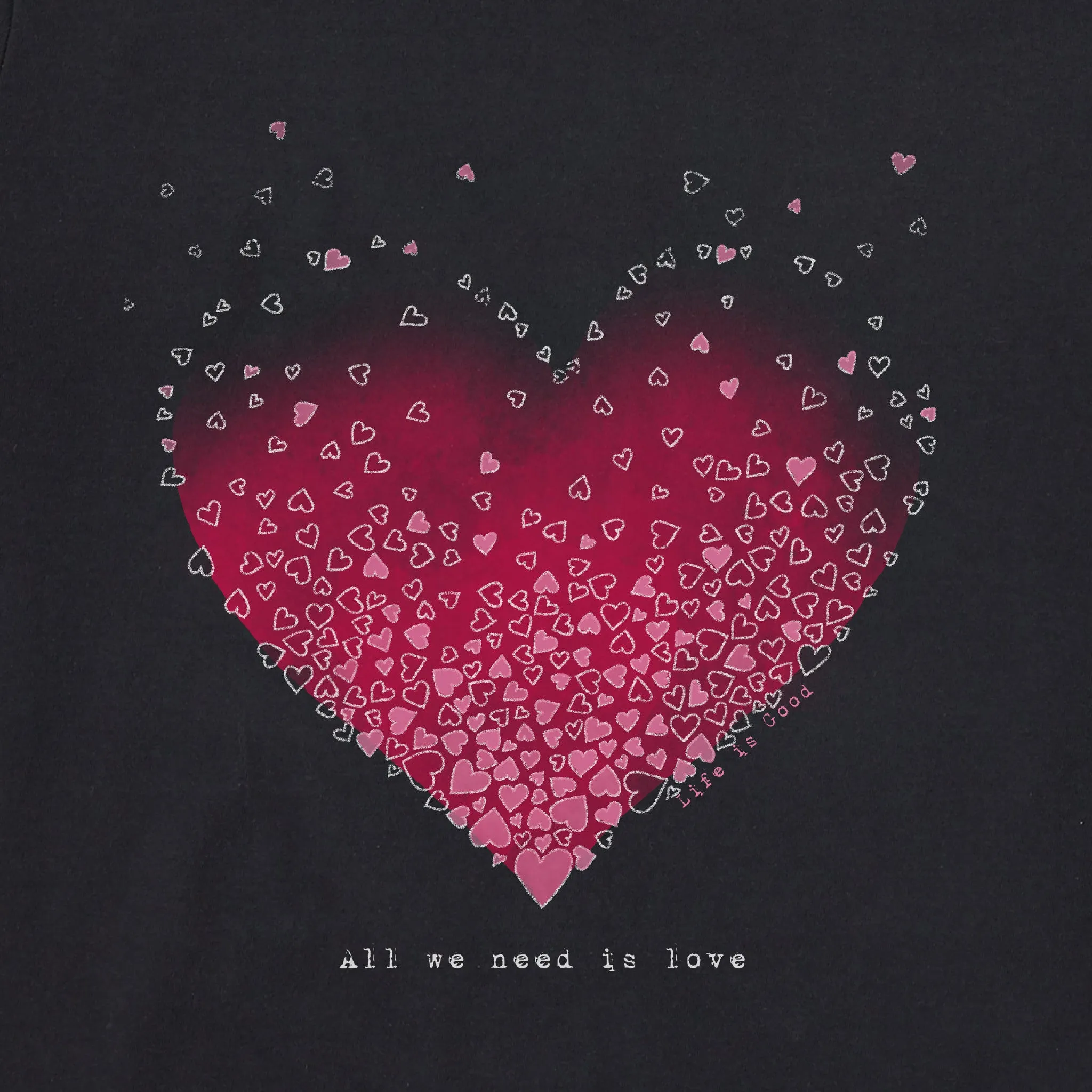 Women's Scattered Hearts Simply True Fleece Hoodie LIFE IS GOOD