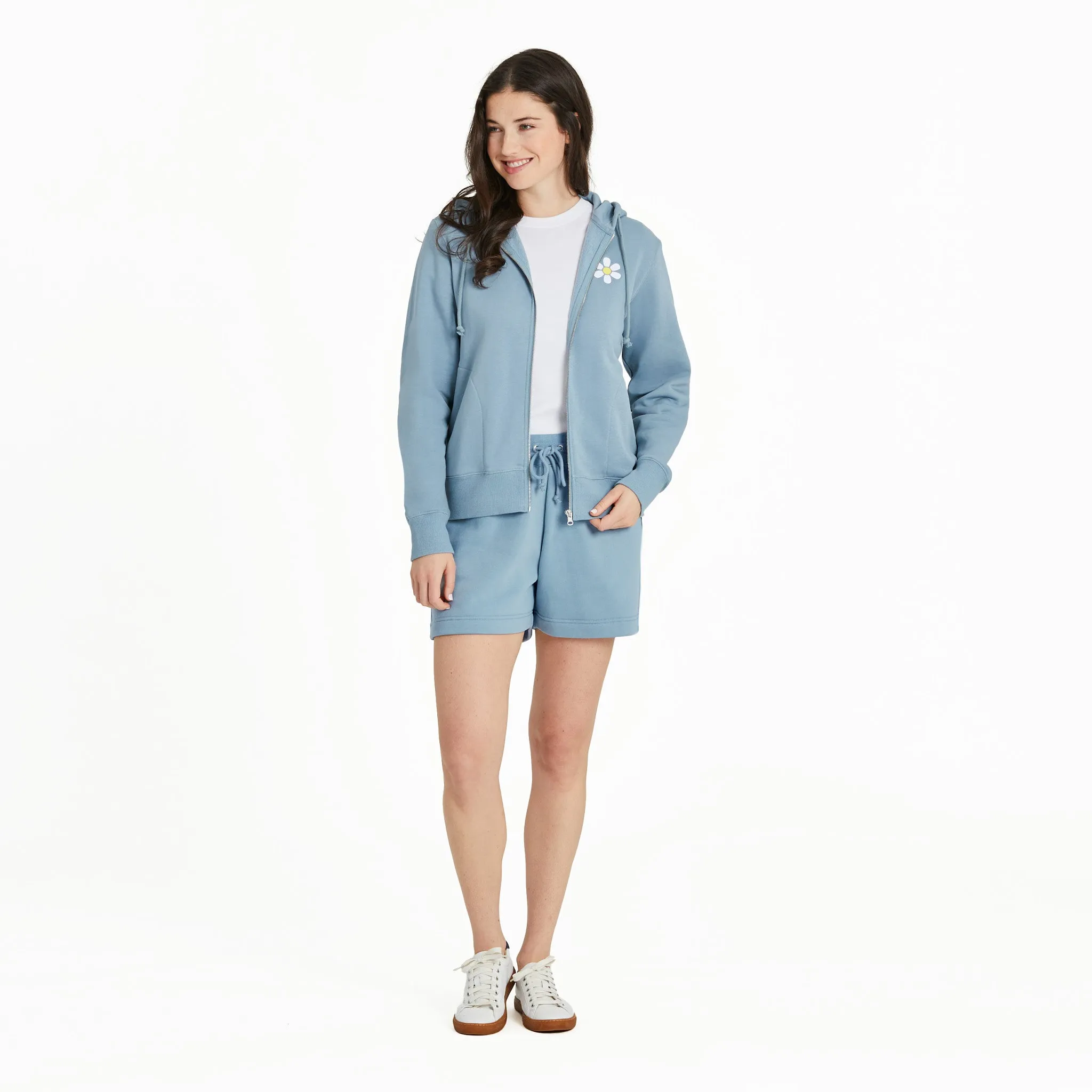 Women's Simple Daisy Good Vibes Fleece Zip Hoodie LIFE IS GOOD