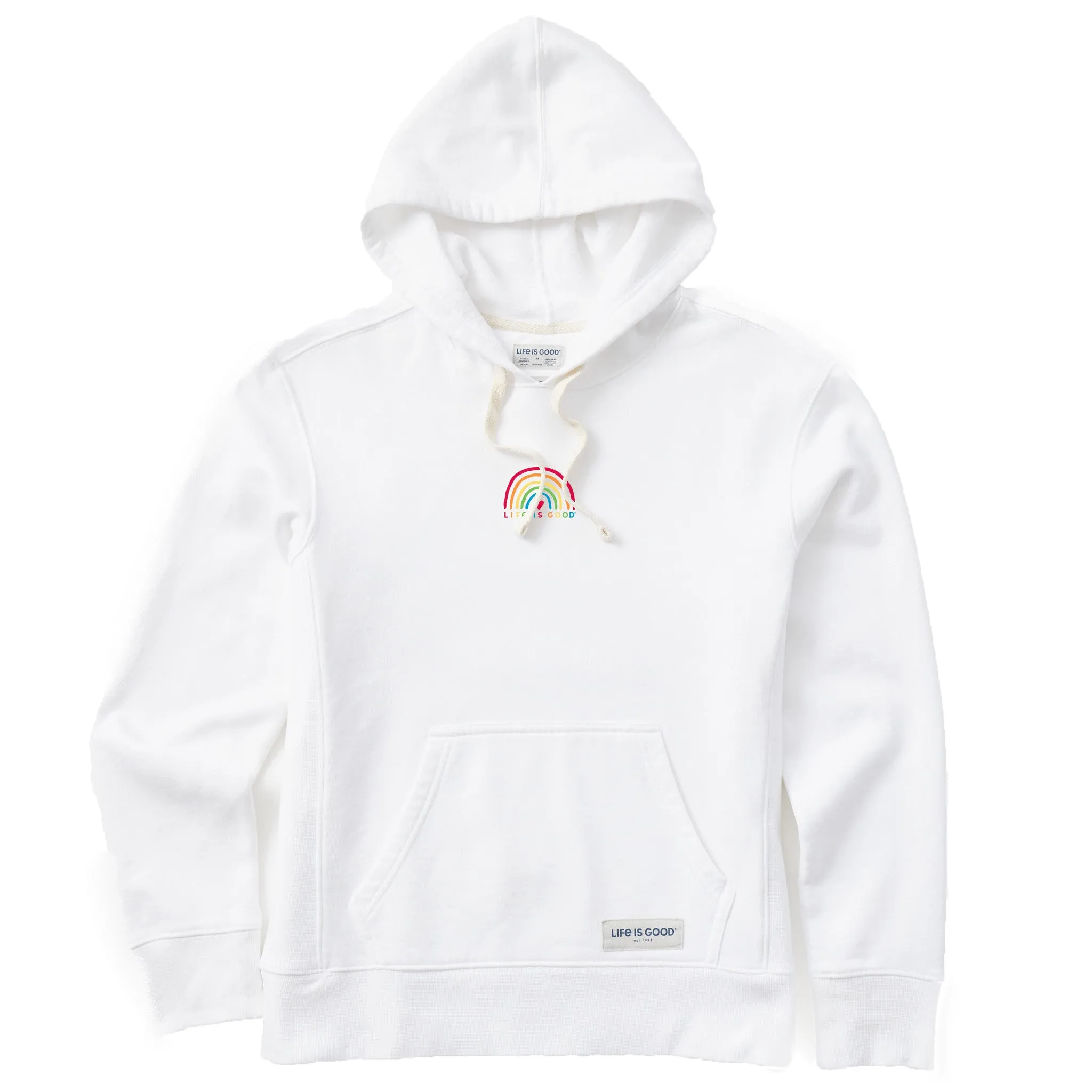 Women's Simple Rainbow Heart Simply True Fleece Hoodie LIFE IS GOOD