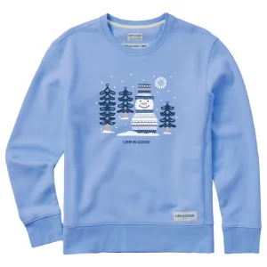 Women's Snowman and Trees Simply True Crew LIFE IS GOOD