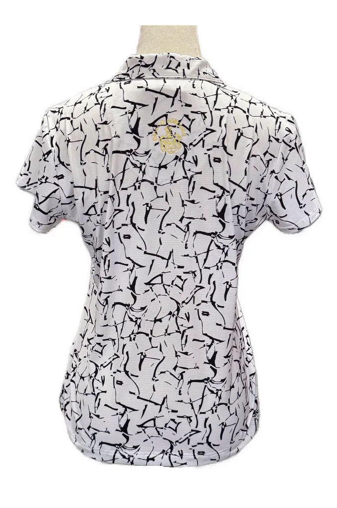Women's Sport Haley White & Black Golf Polo w/ Yellow Trim Size M MSP$75