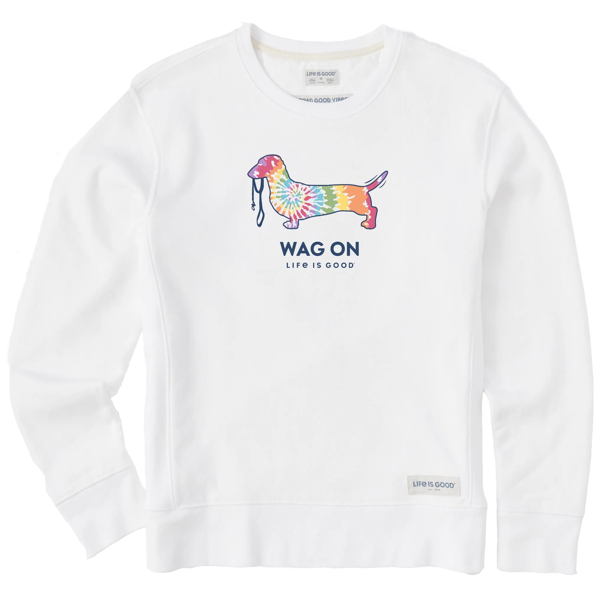 Women's Tie Dye Dachshund Simply True Crew LIFE IS GOOD