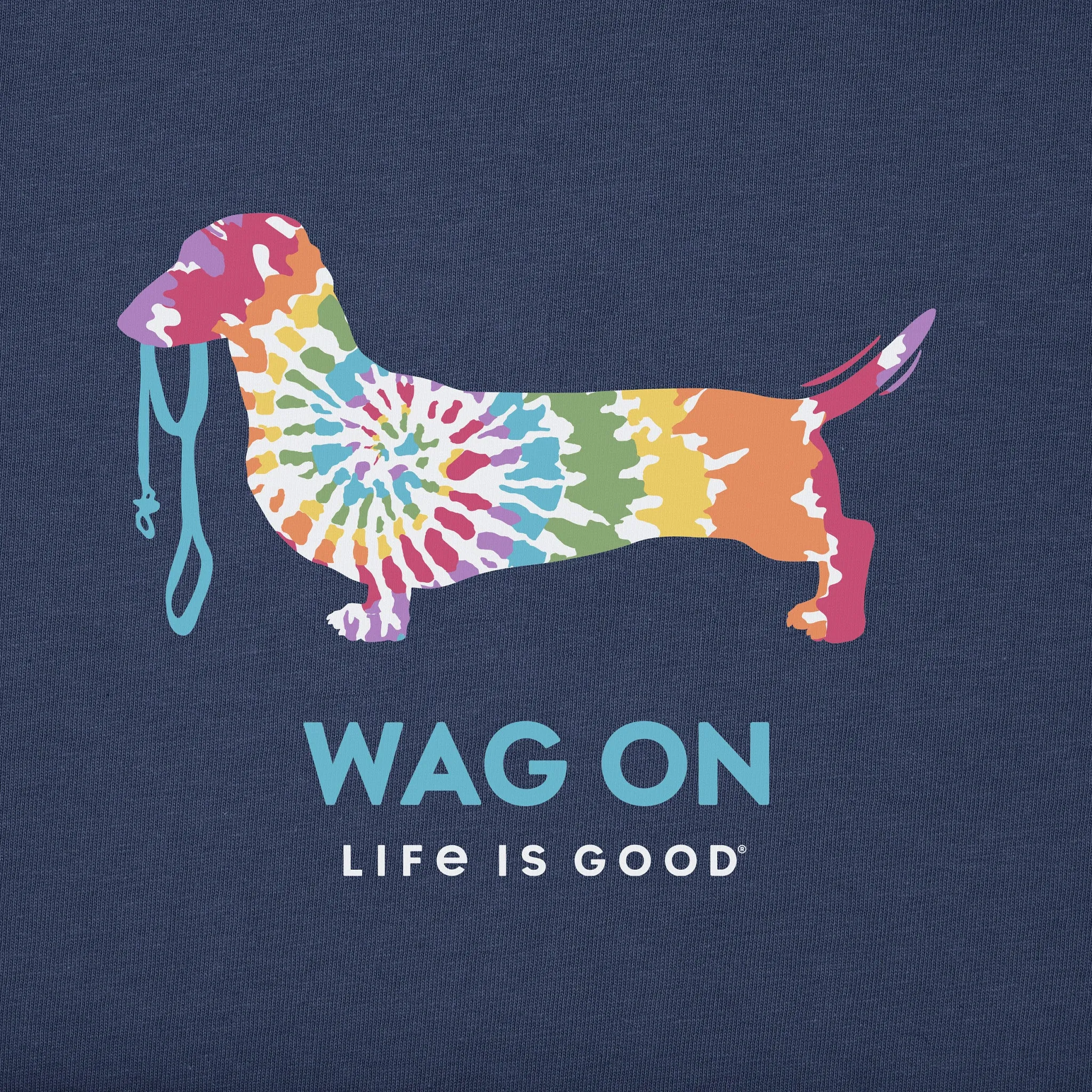 Women's Tie Dye Dachshund Simply True Crew LIFE IS GOOD
