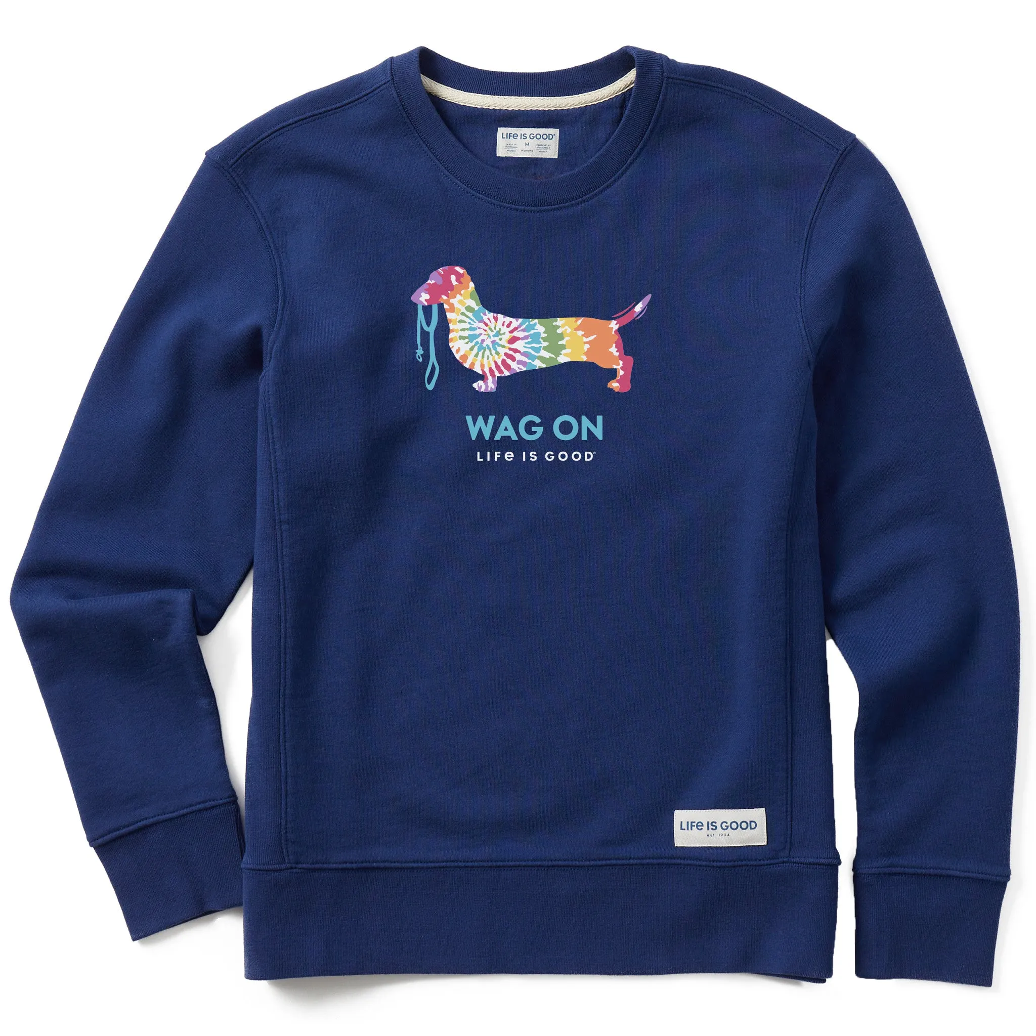 Women's Tie Dye Dachshund Simply True Crew LIFE IS GOOD