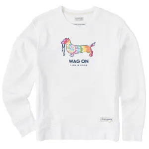 Women's Tie Dye Dachshund Simply True Crew LIFE IS GOOD