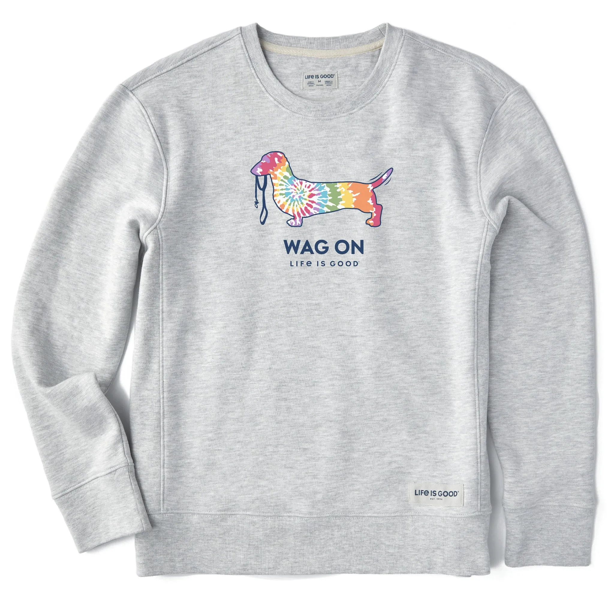 Women's Tie Dye Dachshund Simply True Crew LIFE IS GOOD