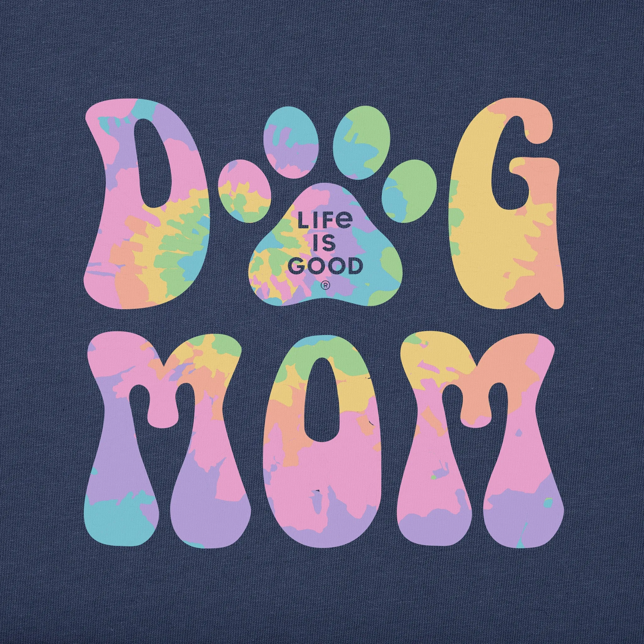Women's Tie Dye Dog Mom Simply True Fleece Hoodie LIFE IS GOOD