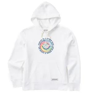 Women's Tie Dye Smile Good Day Simply True Fleece Hoodie LIFE IS GOOD